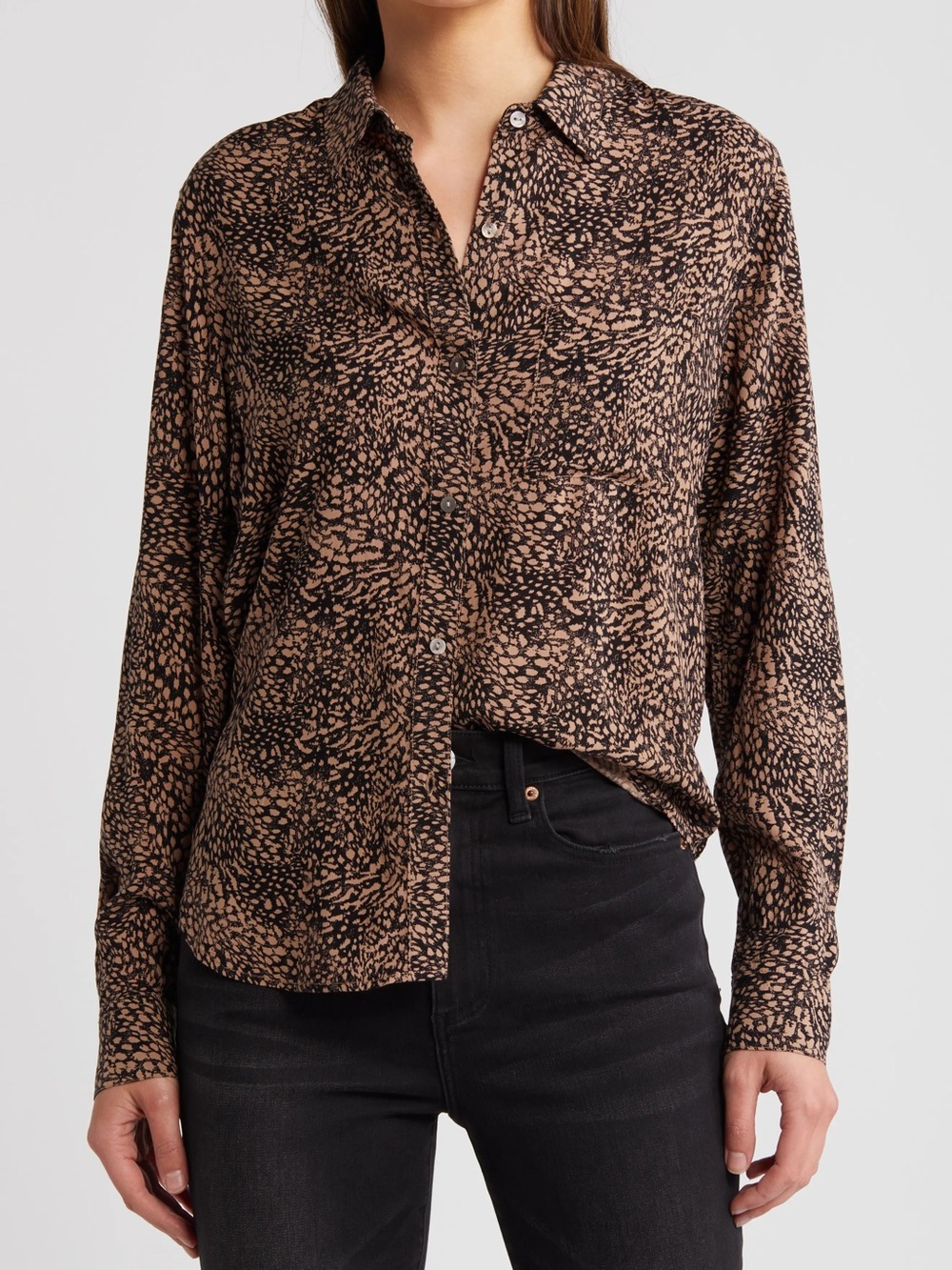 Rails Brown and Black Printed Button-Down Shirt